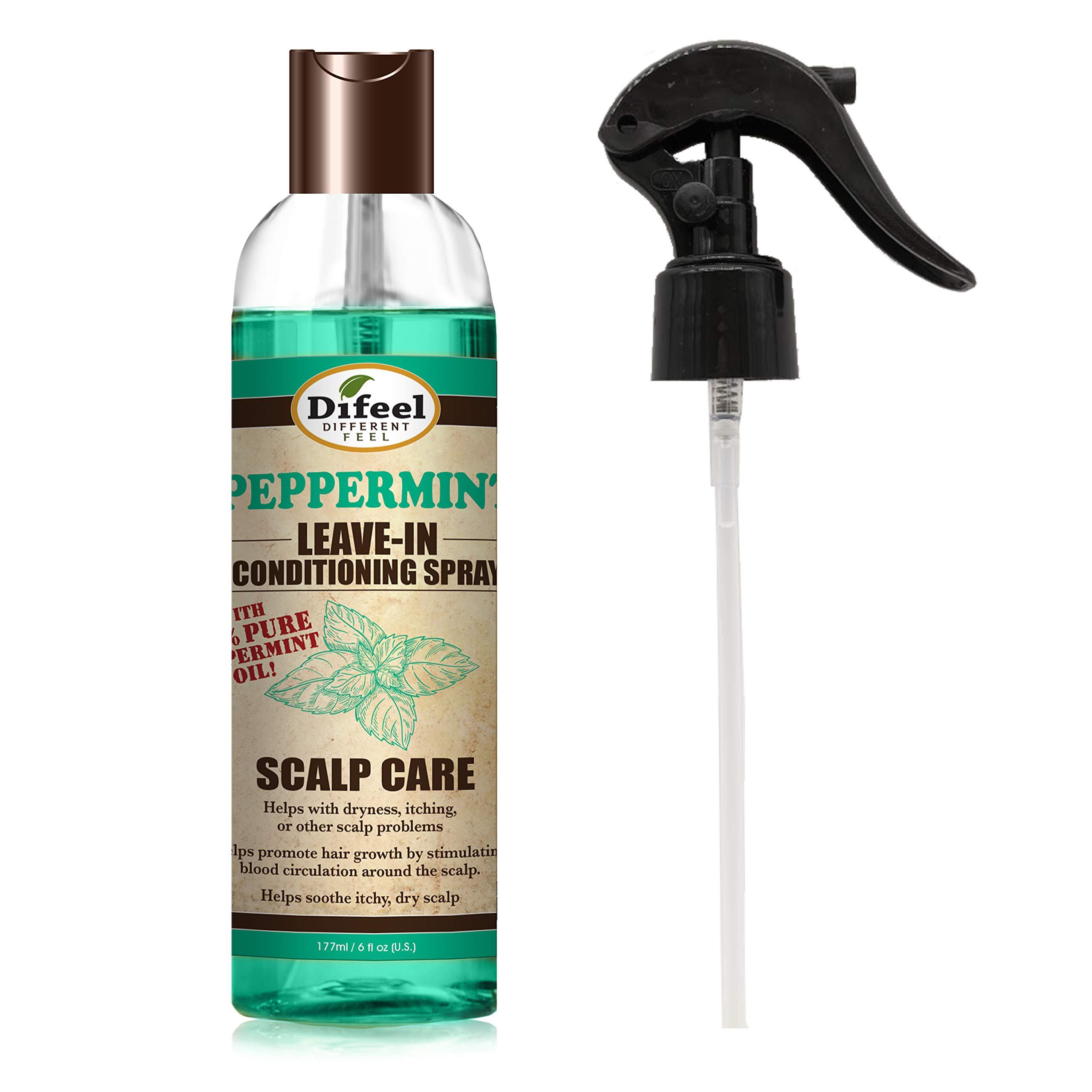 Difeel Difeel Scalp Care Leave in Conditioning Treatment - Peppermint Oil 6 oz. with Spray Cap & Dispensing Cap
