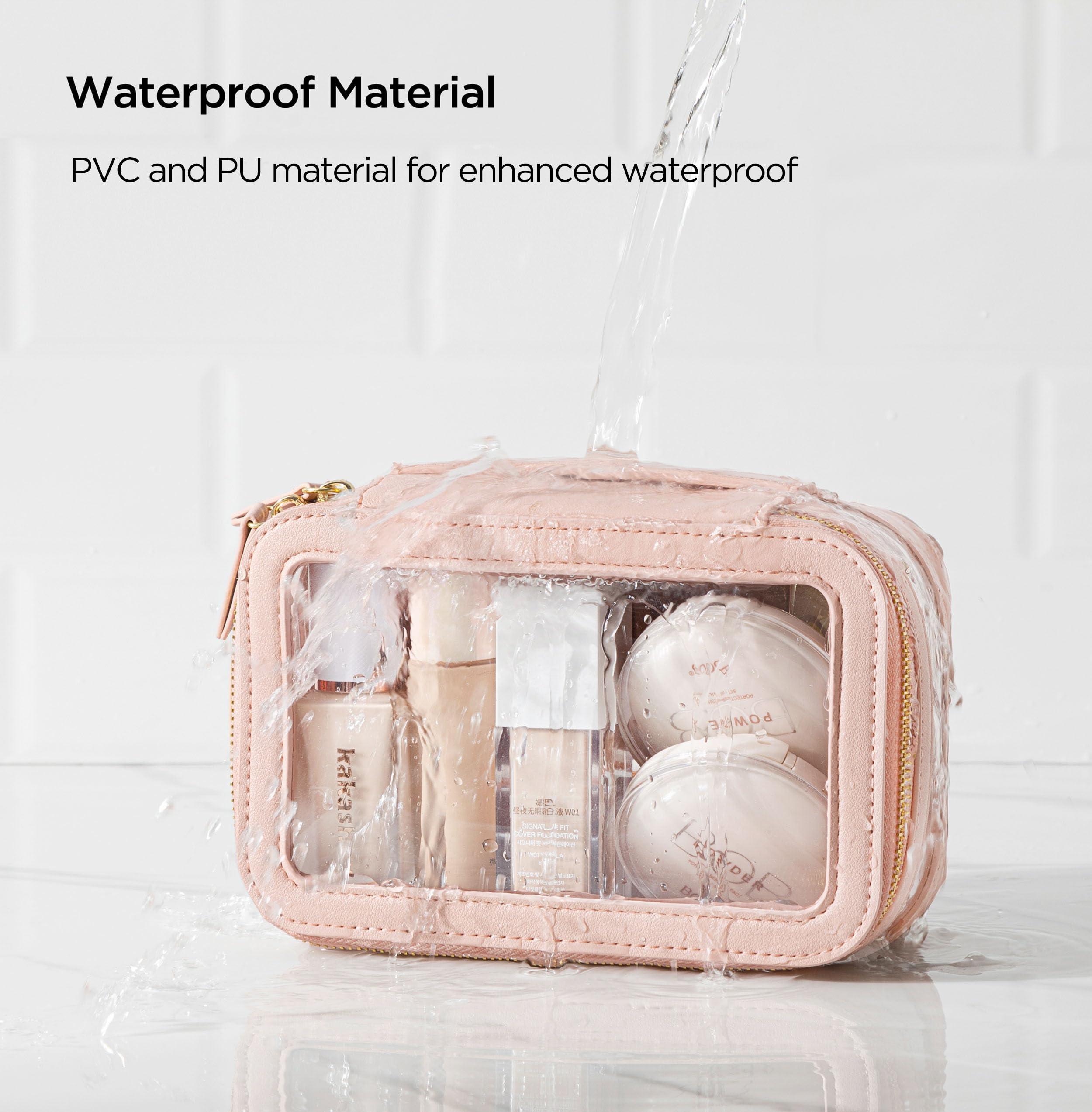 Vorey Vorey Large Clear Makeup Bag for Women, Portable Travel Makeup Bag Organizer Waterproof Toiletry Bag Cute Makeup Bags Cosmetic Bag Makeup Pouch, Pink