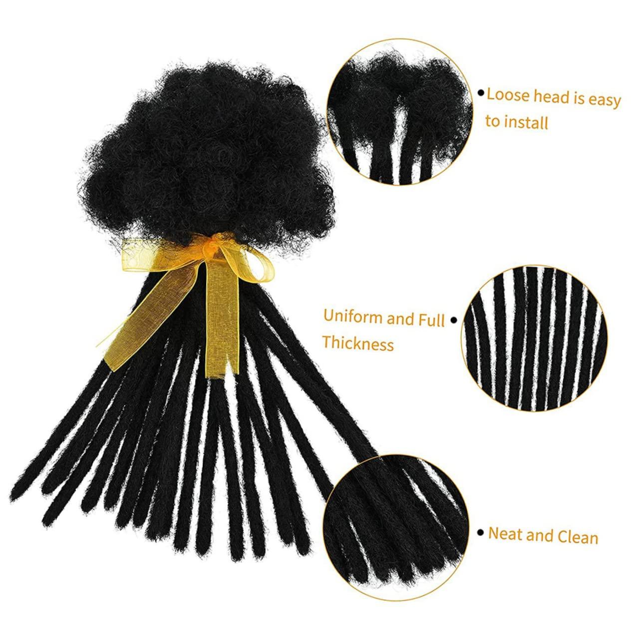 Housoutil Housoutil Real Dreadlocks Hair Bundles Human Hair Dreadlocks Wig Human Hair Bundles Dreadlocks Men Dread Locks Hair Extensions Beads for Hair Wig for Men Hair Extension Clips Black Real Hair