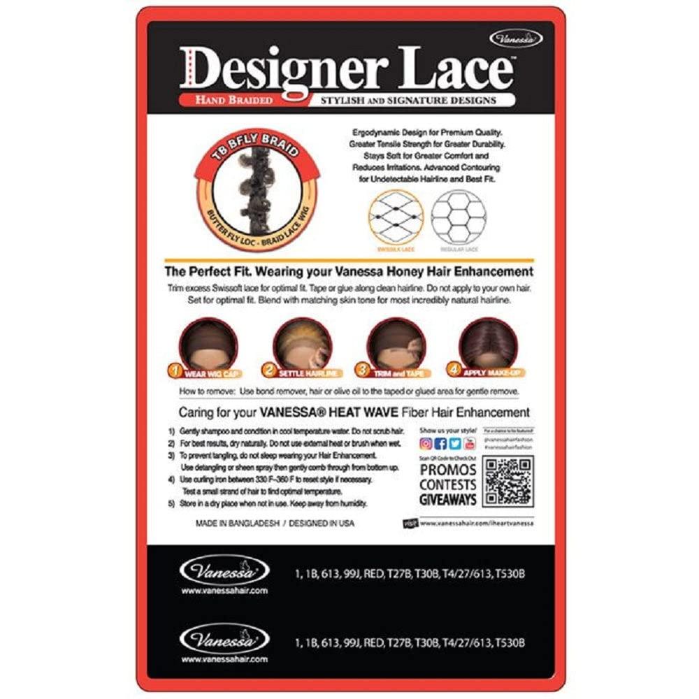 VANESSA VANESSA Tops Lace Front Butter Fly Loc Hand Braided Stylish and Signature Synthetic Hair Wig - TB BFLY BRAID (1B)