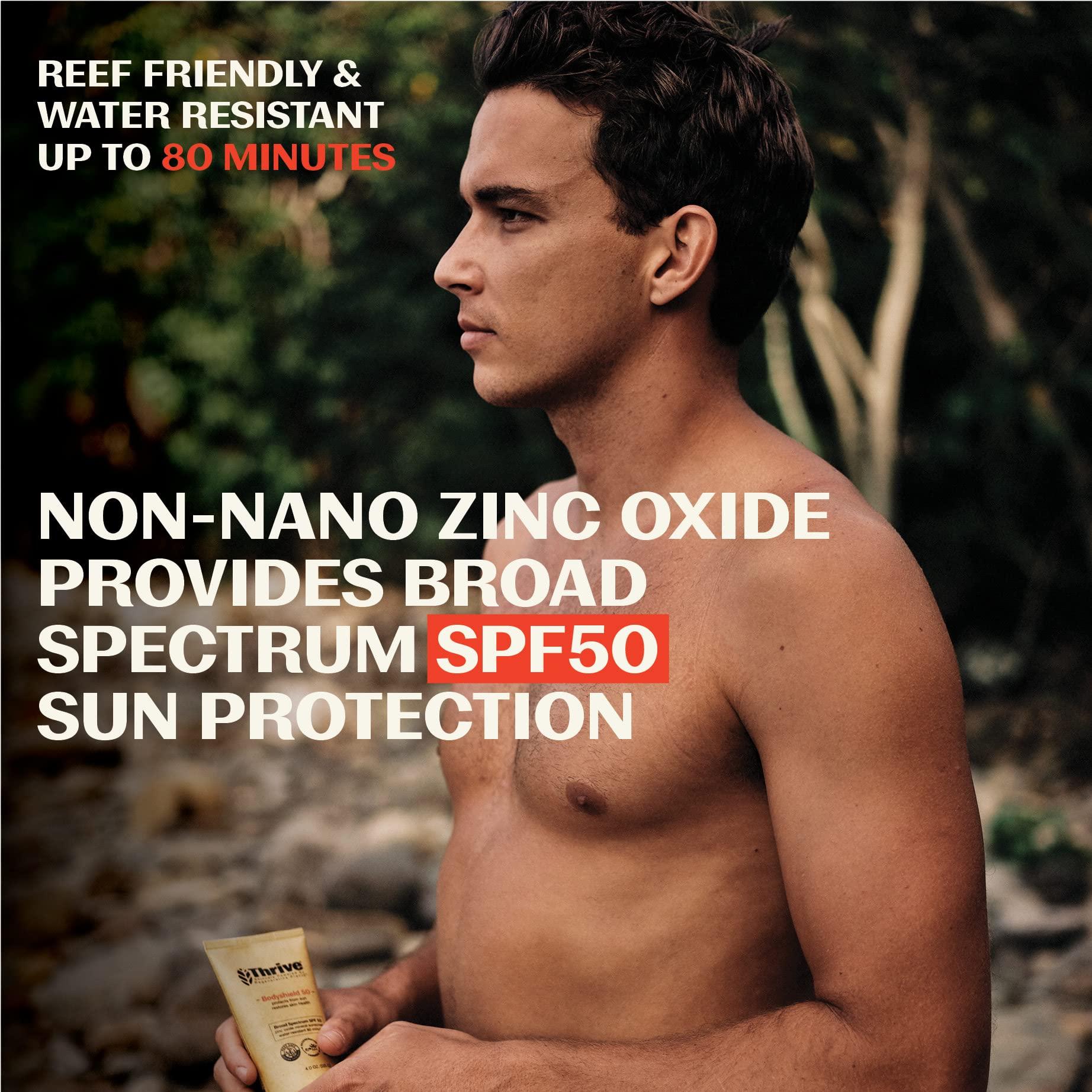 Thrive Natural Care Thrive Natural Care Body Mineral Sunscreen SPF50 - Water Resistant Reef Safe Sunscreen with Broad Spectrum Clear Zinc Oxide Sun Block - Vegan, 5.8 Oz (Pack of 2)