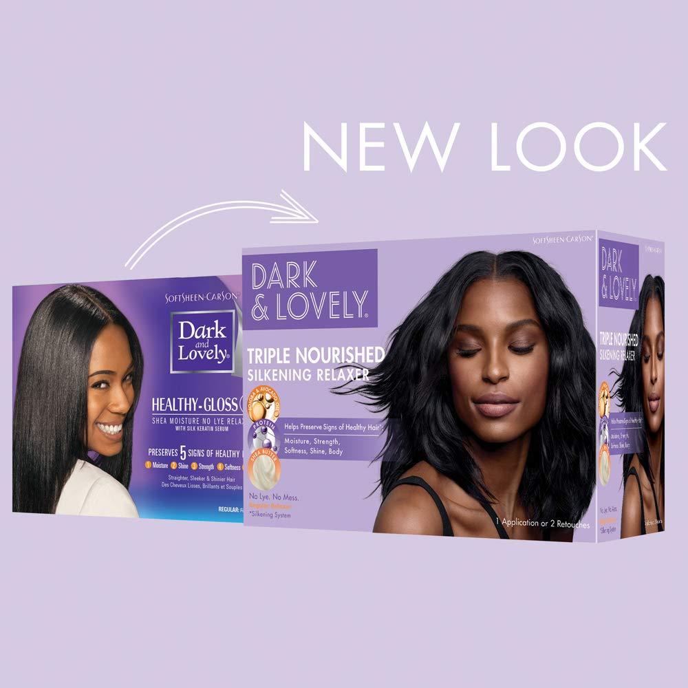 SoftSheen-Carson SoftSheen-Carson Dark and Lovely Triple Nourished Silkening Relaxer No-Lye Regular Strength with Shea Butter, Jojoba and Avocado Oils, Regular (Pack of 2)