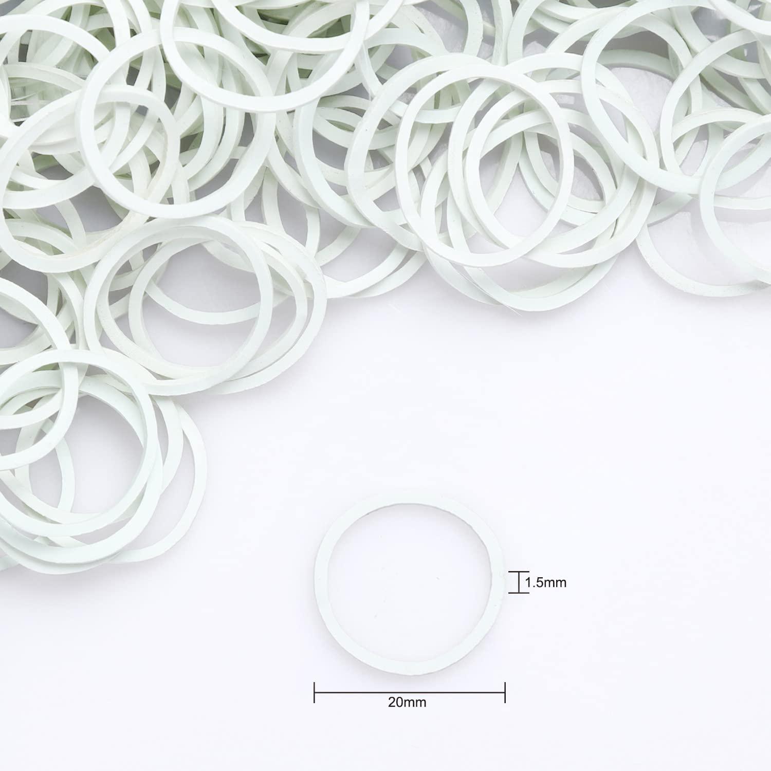 HOYOLS HOYOLS 3/4 Inch White Hair Rubber Bands for Hair Ties, Small Elastics Bands Ponytail Holders for Women Baby Girls Kids Mini Student Crafts Office 600pcs (M) Latex-Free
