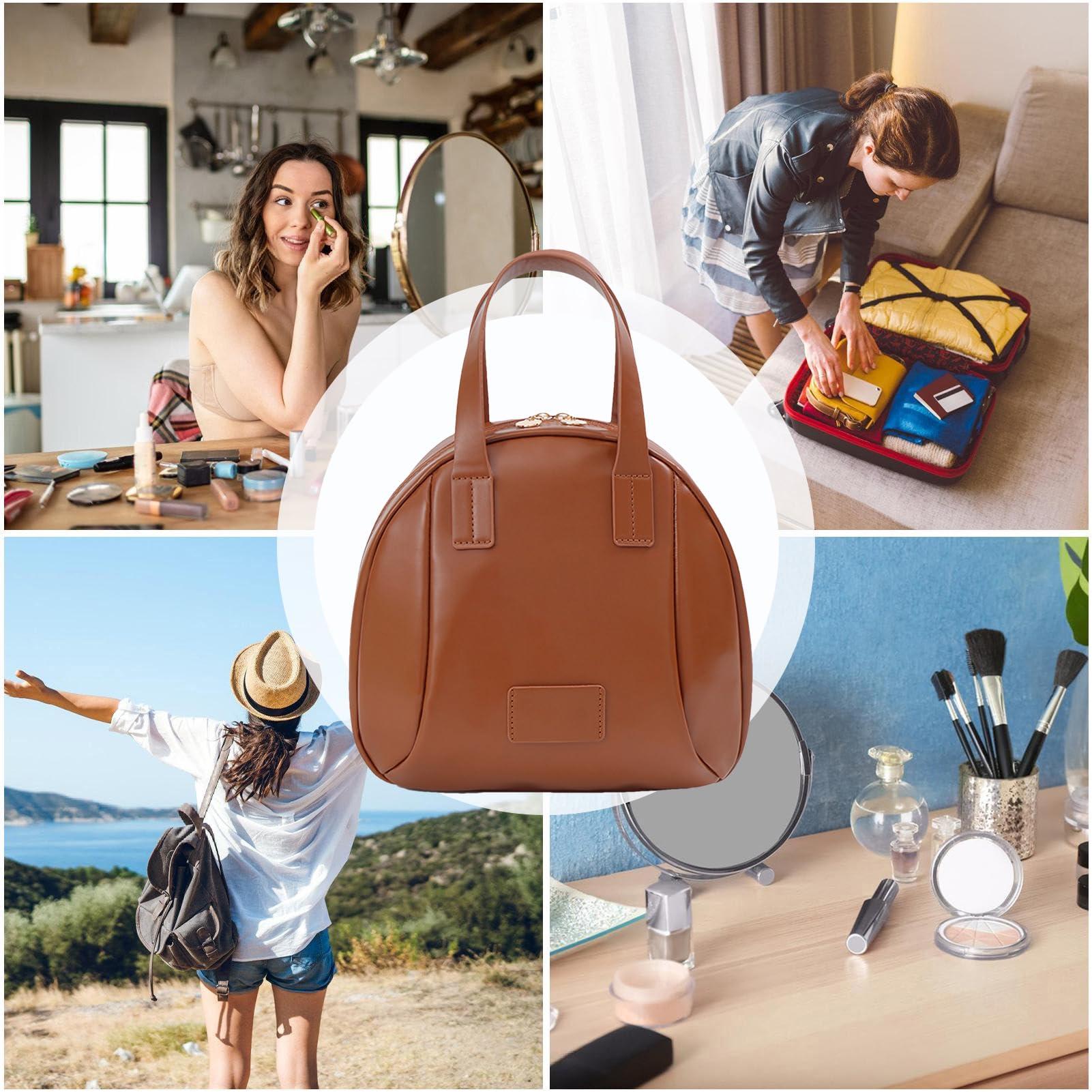 NinthAvenue Basics NinthAvenue Basics Travel Makeup Bag, Cosmetic Bags for Women and Girls, Portable toiletry bag, PU Leather Waterproof Cosmetic cosmetic travel bag, for Jewelry, Concealer, Lipstick(Brown), PN5WIOCNSN63VKKVSK