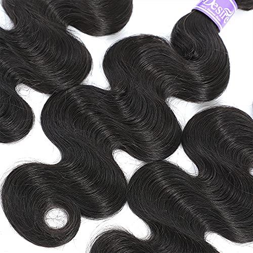UDesire UDesire 10A Brazilian Virgin Hair Body Wave 3 Bundles(14 16 16,285g,Natural Black)100% Unprocessed Brazilian Hair Bundles Weave Weft Brazilian Body Wave Remy Human Hair Extenions