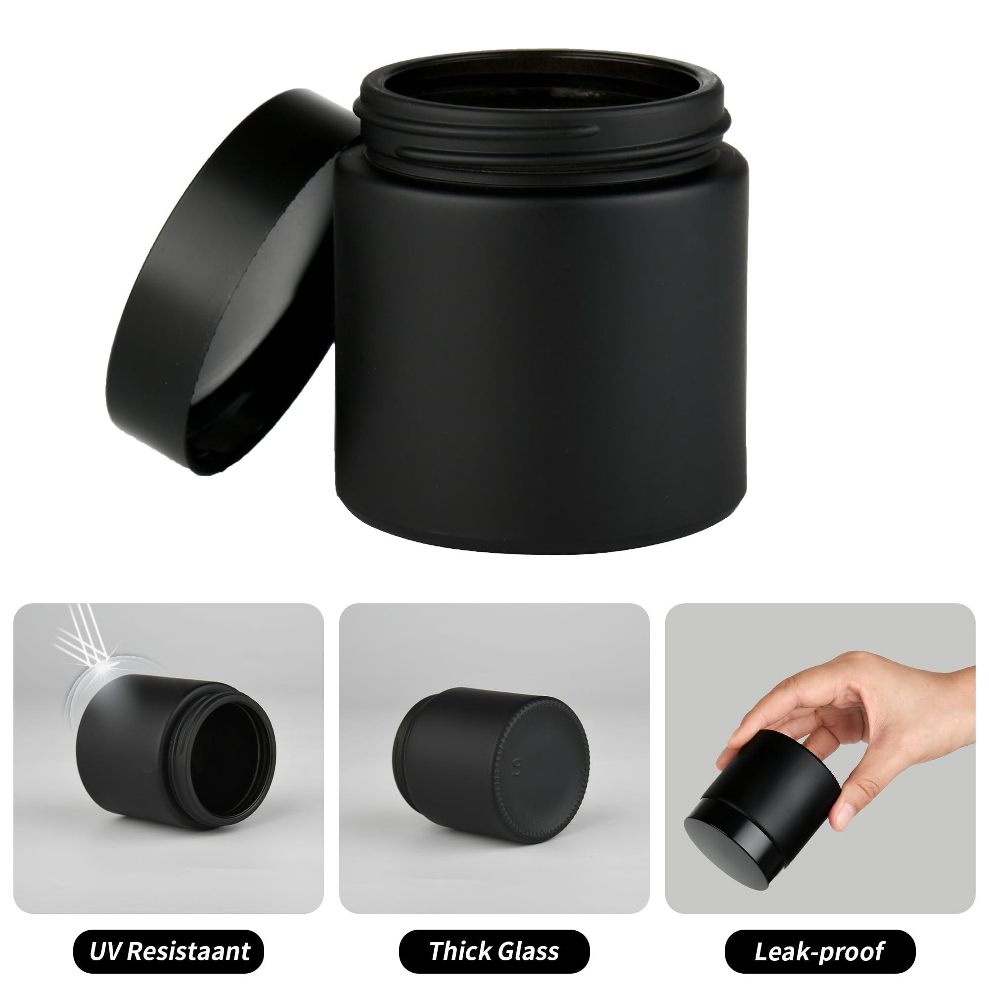 YONKAN YONKAN 4 oz Reusable Black Glass Container Jars 24 Pack with Wide-mouth Leak Proof Cap and Inner Pull-On Lid for Travel Storage Makeup, Face Creams, Body Lotions, DIY Crafts or Others