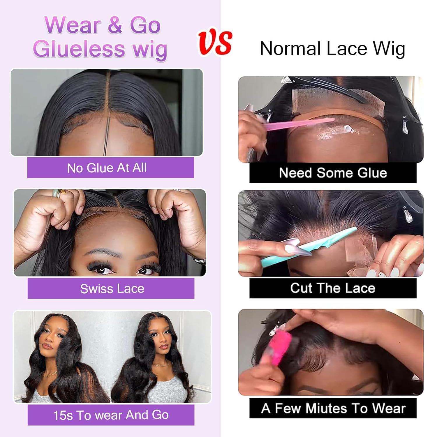 oveflect oveflect Glueless Wigs Human Hair Pre Plucked Pre Cut for Beginners Body Wave 5X5 HD Closure No Glue Wig for Women (34 Inch)