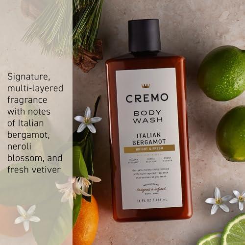 Cremo Cremo Body Wash Men, Notes of Italian Bergamot, Neroli Blossom, and Fresh Vetiver, Rich-Lathering Italian Bergamot, 16 Fl Oz