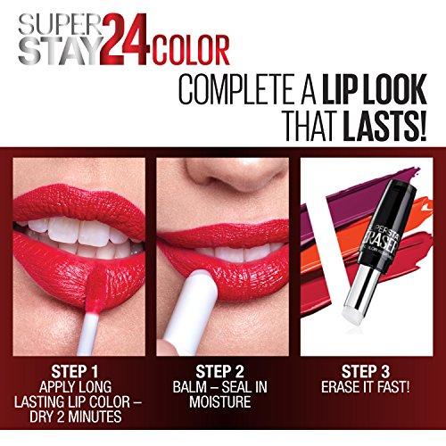 Maybelline New York Maybelline Super Stay 24, 2-Step Liquid Lipstick Makeup, Long Lasting Highly Pigmented Color with Moisturizing Balm, Unlimited Raisin, Purple, 1 Count