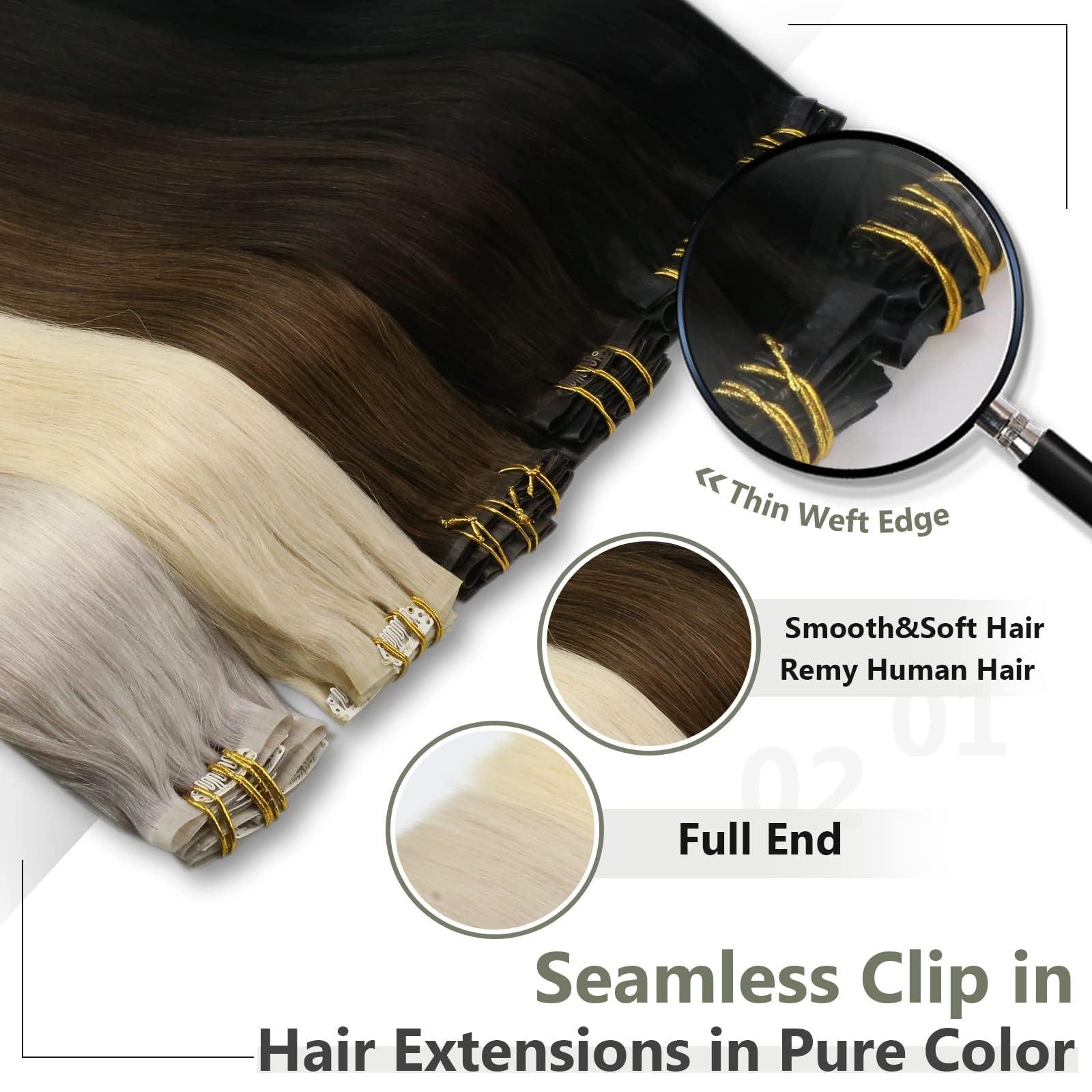 Full Shine Full Shine Seamless Clip in Hair Extensions Real Human Hair #330 8Pcs 20Inch 120g &Full Shine Seamless Clip in Hair Extensions Real Human Hair #330 8Pcs 22Inch 120g