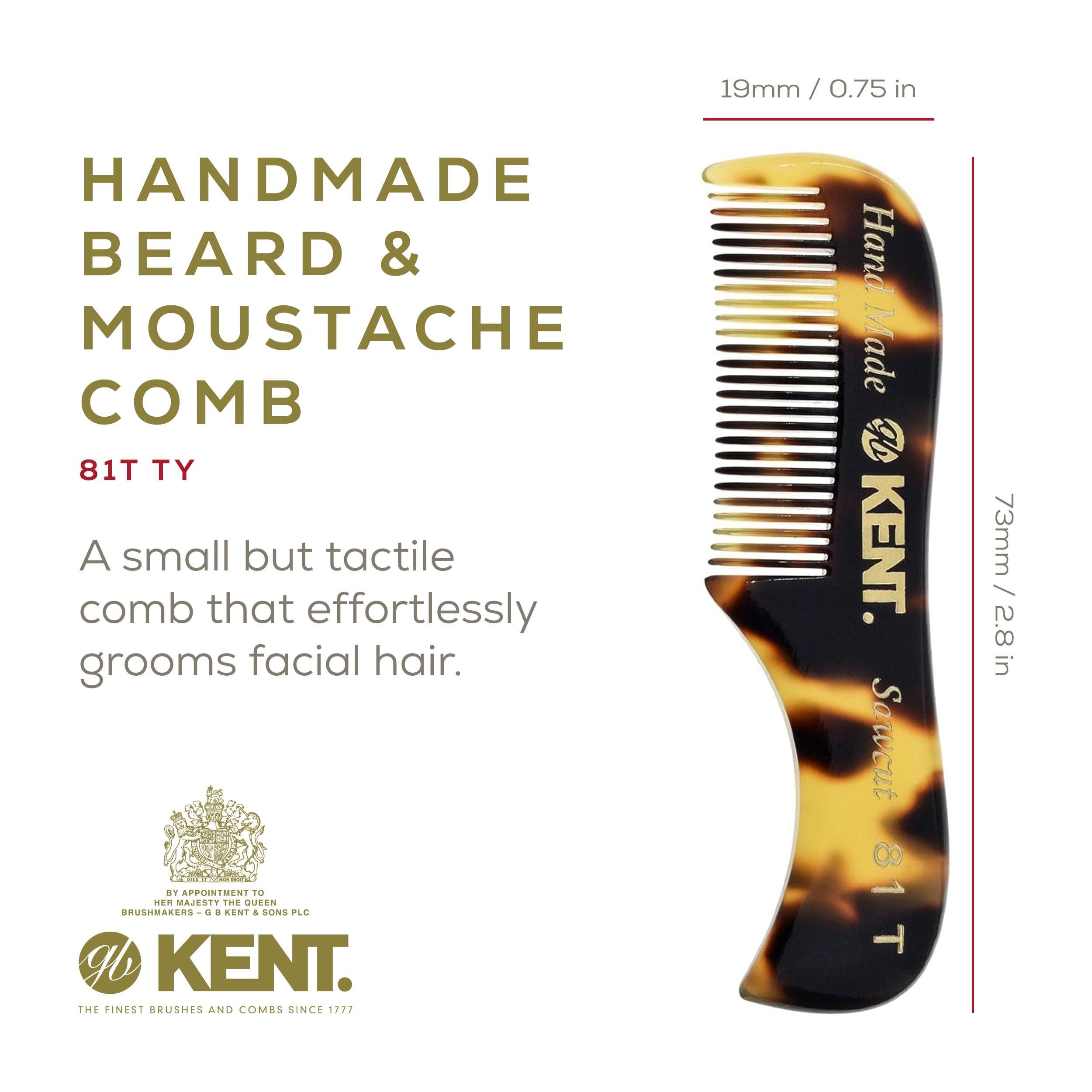 KENT Kent 81T TY (2.8) Pocket Comb for Beard, Mustache and Travel - Fine Tooth Grooming and Styling Comb
