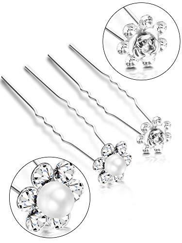 EBOOT 40 Pack Bridal Wedding Hair Pins Rhinestone Hair Clips Accessories for Women and Girls (Style B)