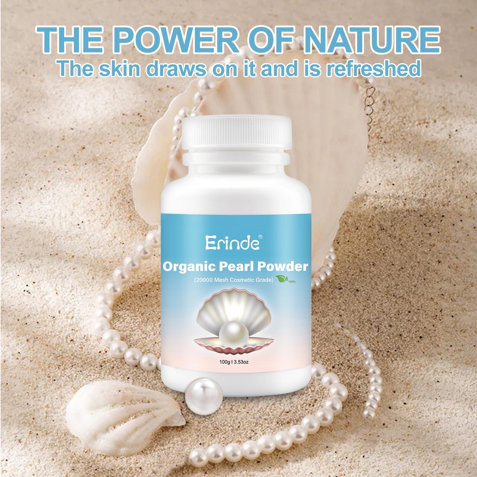 Erinde Erinde Pearl Powder Organic, 100% Natural Freshwater Organic Pearl Powder for DIY Face Mask Cream Serums Lotion, Cosmetic Grade Pearl Powder, 100g/3.52oz
