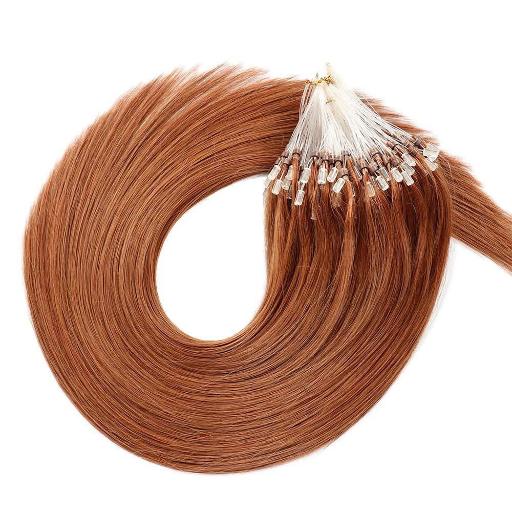 FUIBEJAE Micro Loop Human Hair Extensions,Micro Links Hair Extension,Straight Micro Loop Human Hair Fusion Hair Extensions Human Hair 50g 50s,24inch