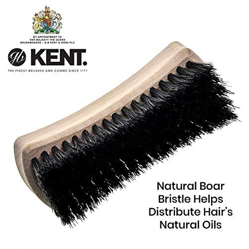 KENT Kent BRD6 Small Travel Men's Beard and Mustache Brush, Natural Boar Bristle for Flawless Shaping and Grooming. Ergonomic Grip Wood Handle. Dry or Wet Beard, Distributes Oils and Balms. Made in England