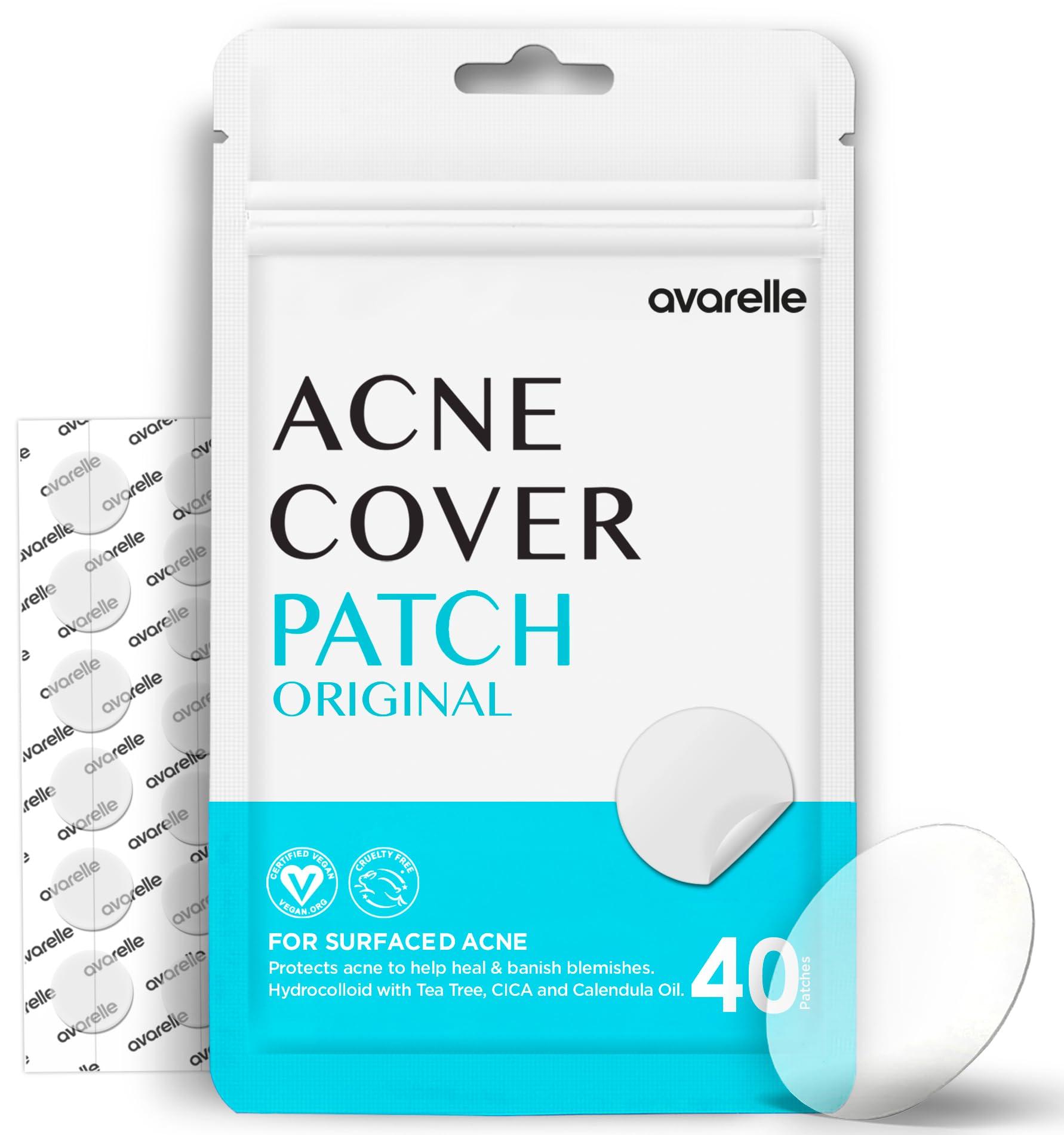 AVARELLE AVARELLE Acne Cover Patches, FSA HSA Eligible Hydrocolloid Pimple Patches for Face with Tea Tree Oil, Korean Skincare Zit Patches for Face | FSA HSA Store Eligible Items | Vegan, Cruelty-free
