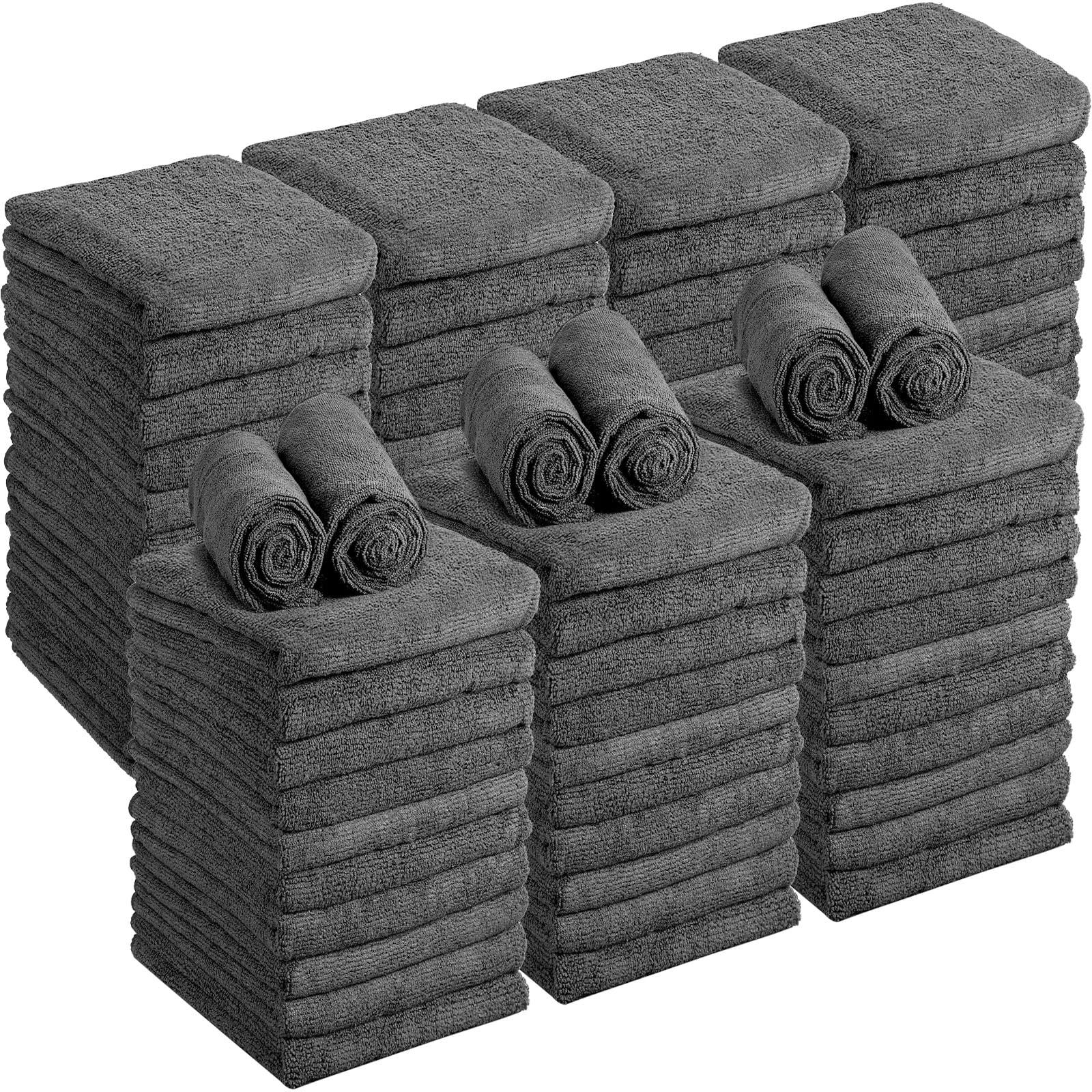 Shimeyao 48 Pack Bleach Proof Salon Towels Microfiber Absorbent Towels Bleach Resistant Hair Towel Quick Dry Hand Towels Bulk for Gym Bath Spa Home Hair Drying, 16 x 27 Inches (Grey)