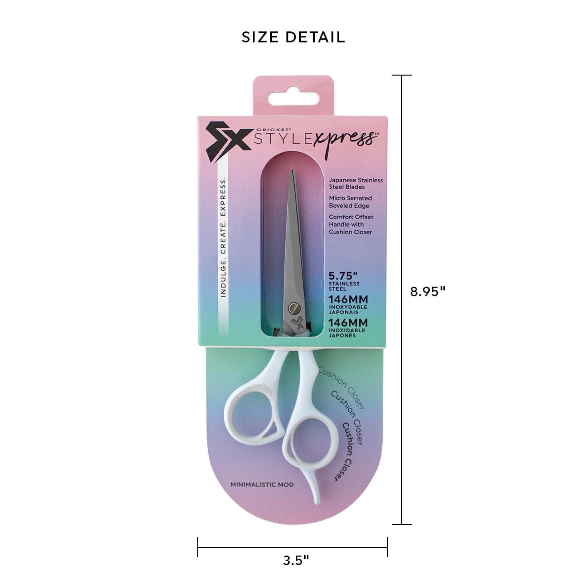 Cricket Cricket Style Xpress Minimalistic Mod Hair Cutting Scissors - Sharp Micro-Serrated Beveled Blades, Stainless Steel Shears Hair Scissors - Wet & Dry Use, Barber Accessories - 5.75"