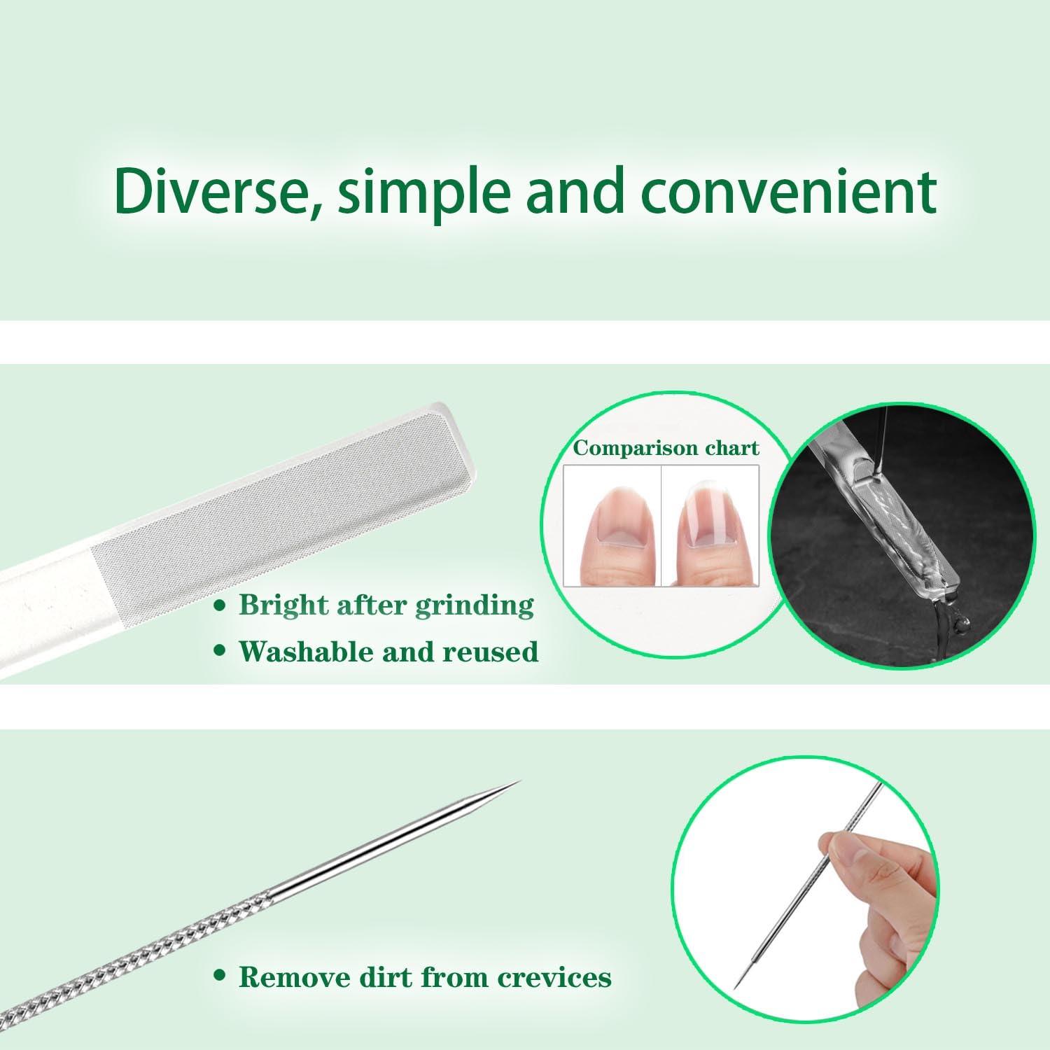 Geounzay Ingrown Toenail Pedicure Tool Kit, Nail File and Nail Lifter Pusher Double-Sided Nail Manicure Kit Stainless Steel Nail Care Treatment for Nail Correction Polish Pain Relief (11 Piece Set)