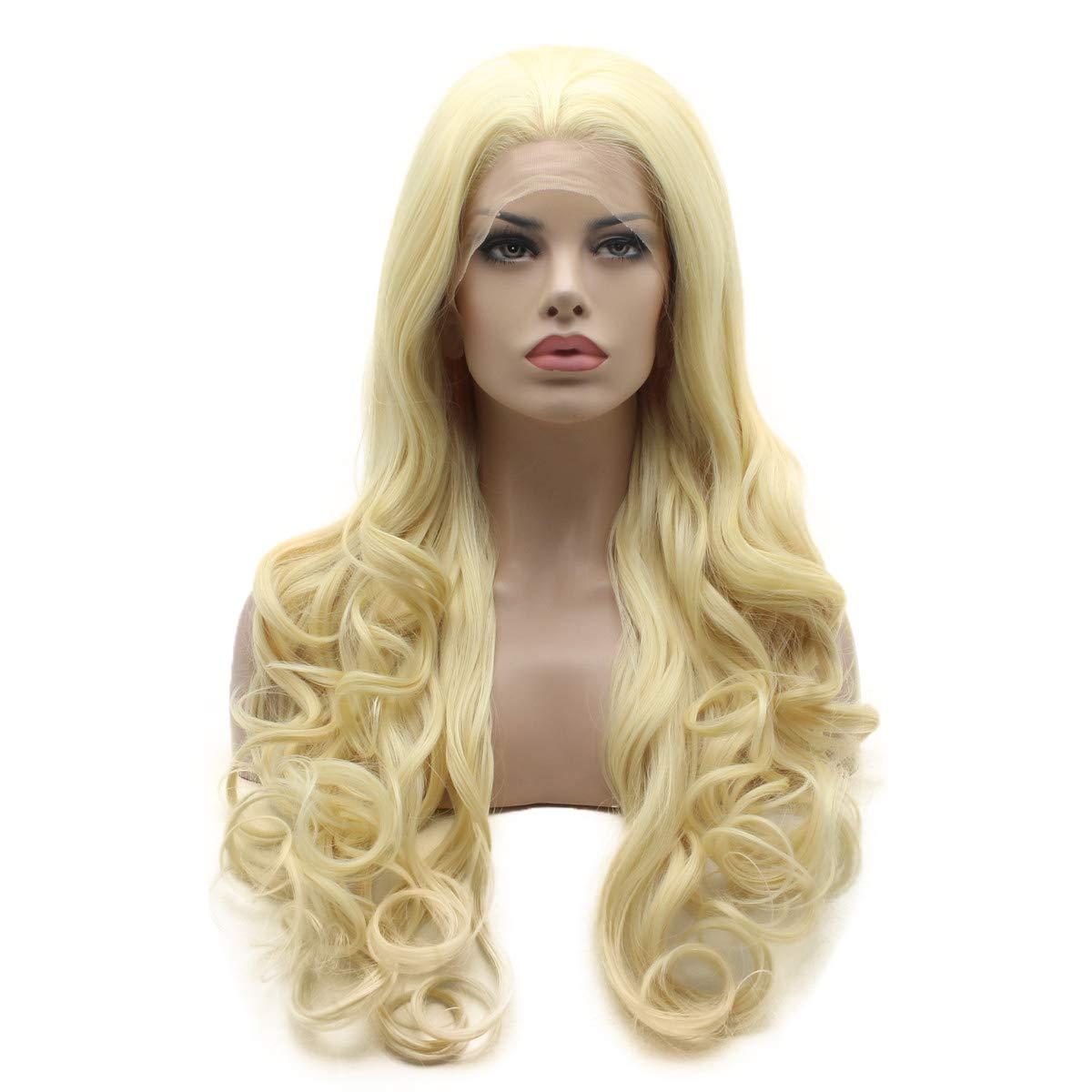 Lushy Lushy Wavy Long 26inch Light Blonde Wig Heat Resistant Heavy Density Realistic Synthetic Lace Front Wig