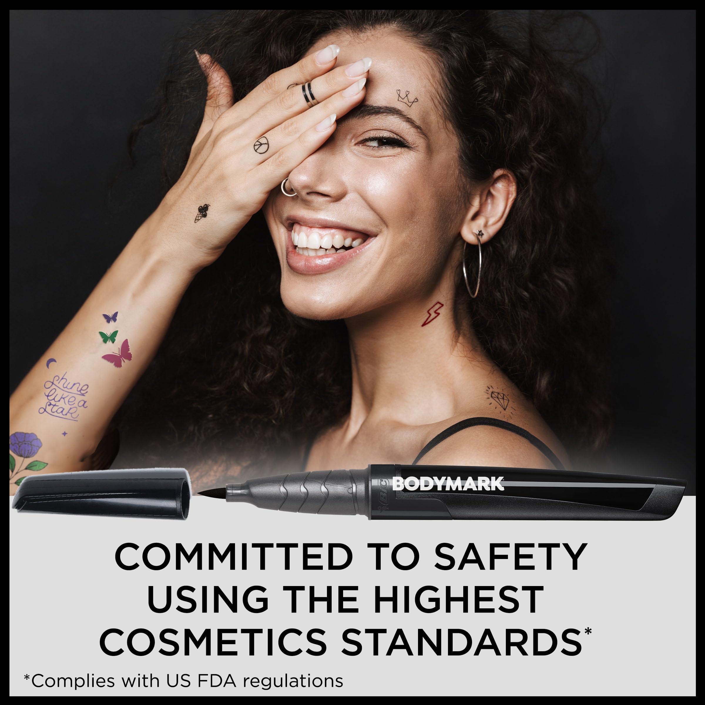 BIC BIC BodyMark Body Art Markers, Pastel Pop, Flexible Brush Tip, 5-Count Pack of Assorted Colors, Skin-Safe, Cosmetic Quality