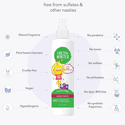 Fresh Monster Fresh Monster Kids Detangler Spray, Toxin-Free, Hypoallergenic & Natural, Hair Conditioning Spray for Kids, Watermelon (2 Pack, 8.5oz/each)