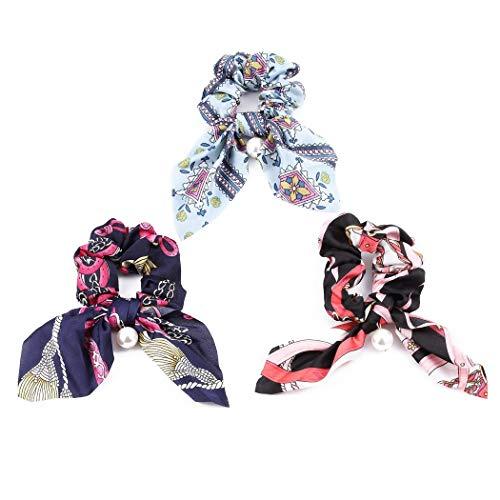 Bomine Bomine Chiffon Scrunchies floral Hair Ties Ponytail Hair Scarfs for women and Girls 3PCS