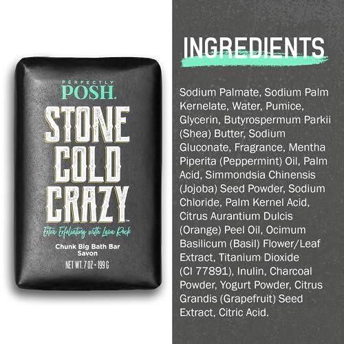 Perfectly Posh Perfectly Posh - Stone Cold Crazy Big Bath Bar Soap - Refreshing and Nourishing Soap with Energizing Scent - for Energizing Bath Time - 7oz
