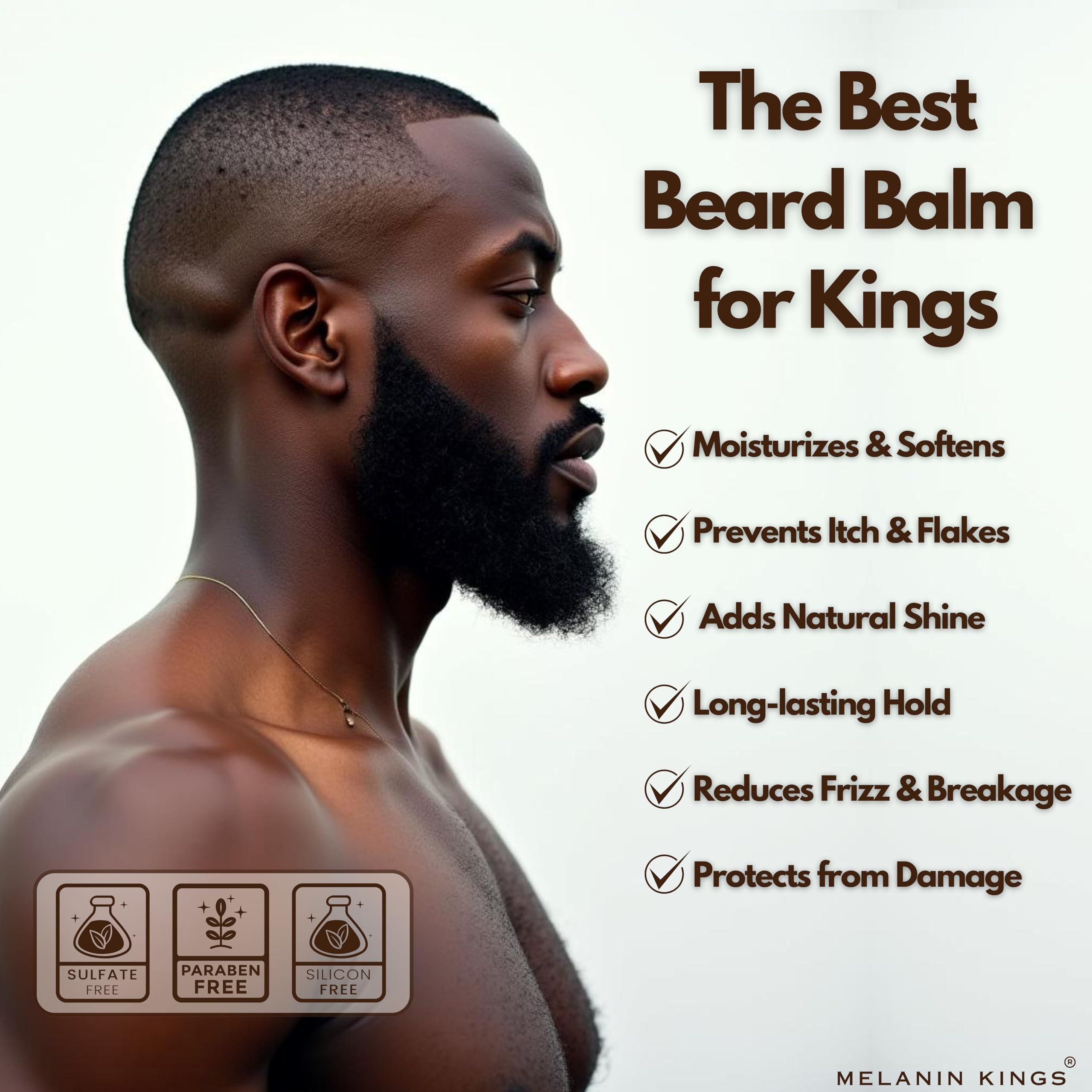 Melanin Kings Melanin Kings Beard Balm for Black Men | 3 oz | Ancient African Ingredients | Specialized formula for black men s Kenyan Sandalwood Scent