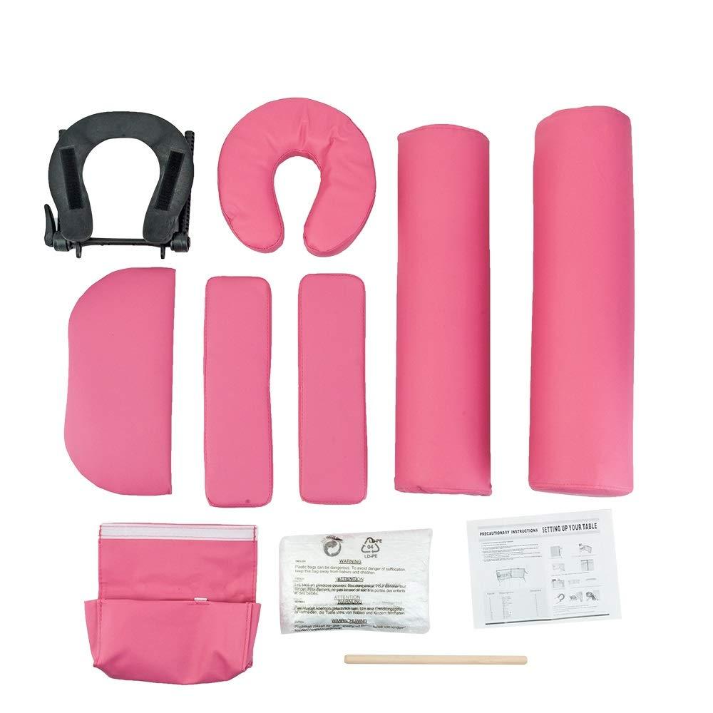 wjvnbah wjvnbah Chairs Pink 3 Sections Folding Portable Beauty Massage Table Set 70CM Wide