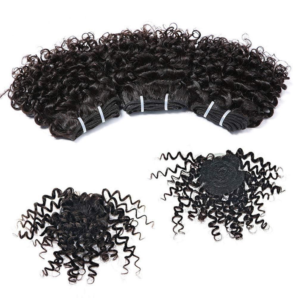 Youllyuu Short Kinky Curly Brazilian Hair Weave Bundles 100% Remy Human Hair Extensions Dark Brown Raw Jerry Curly Hair Bundle Dark Brown 6inches#3Pcs
