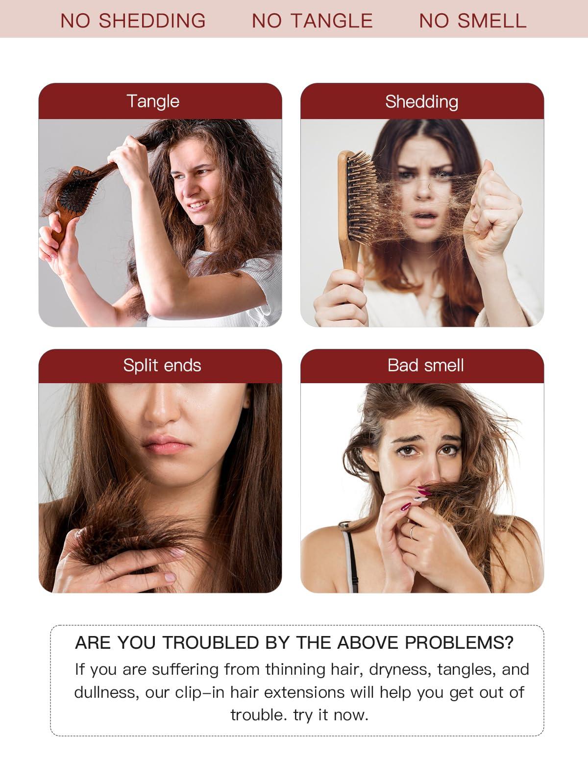 Loveline Loveline Clip In Hair Extensions 22 Inch Human Hair Clip in Real Human Hair Extension for Women Jet Black 120g 7 Pieces Per Set