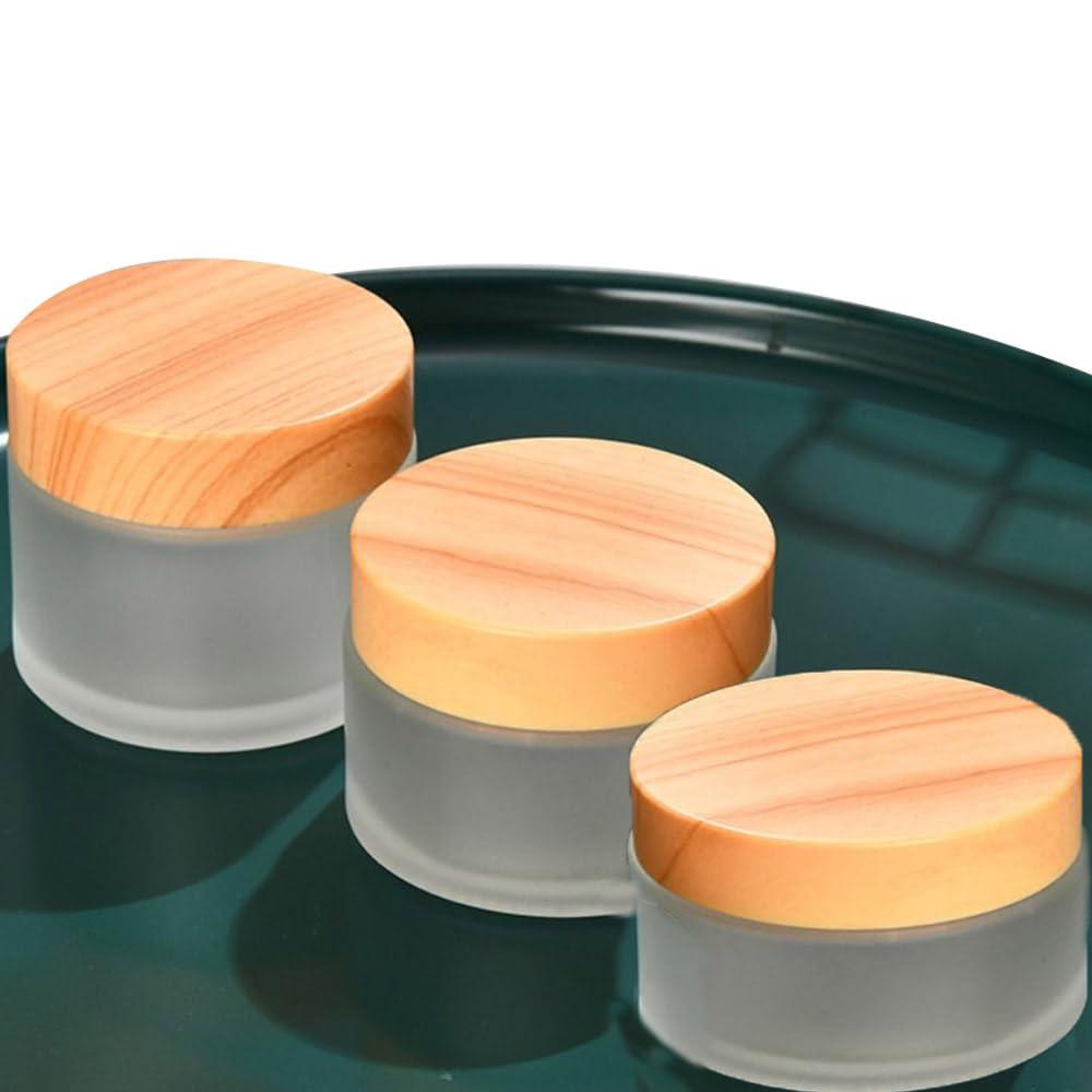 Leadigol Leadigol 10Pack Empty Sample Jars, Frosted Glass Cream Jar Bottle with Lid Cosmetic, Refillable Cream Jar Pot for Makeup Lotion, Cosmetic Containers Refillable Jars