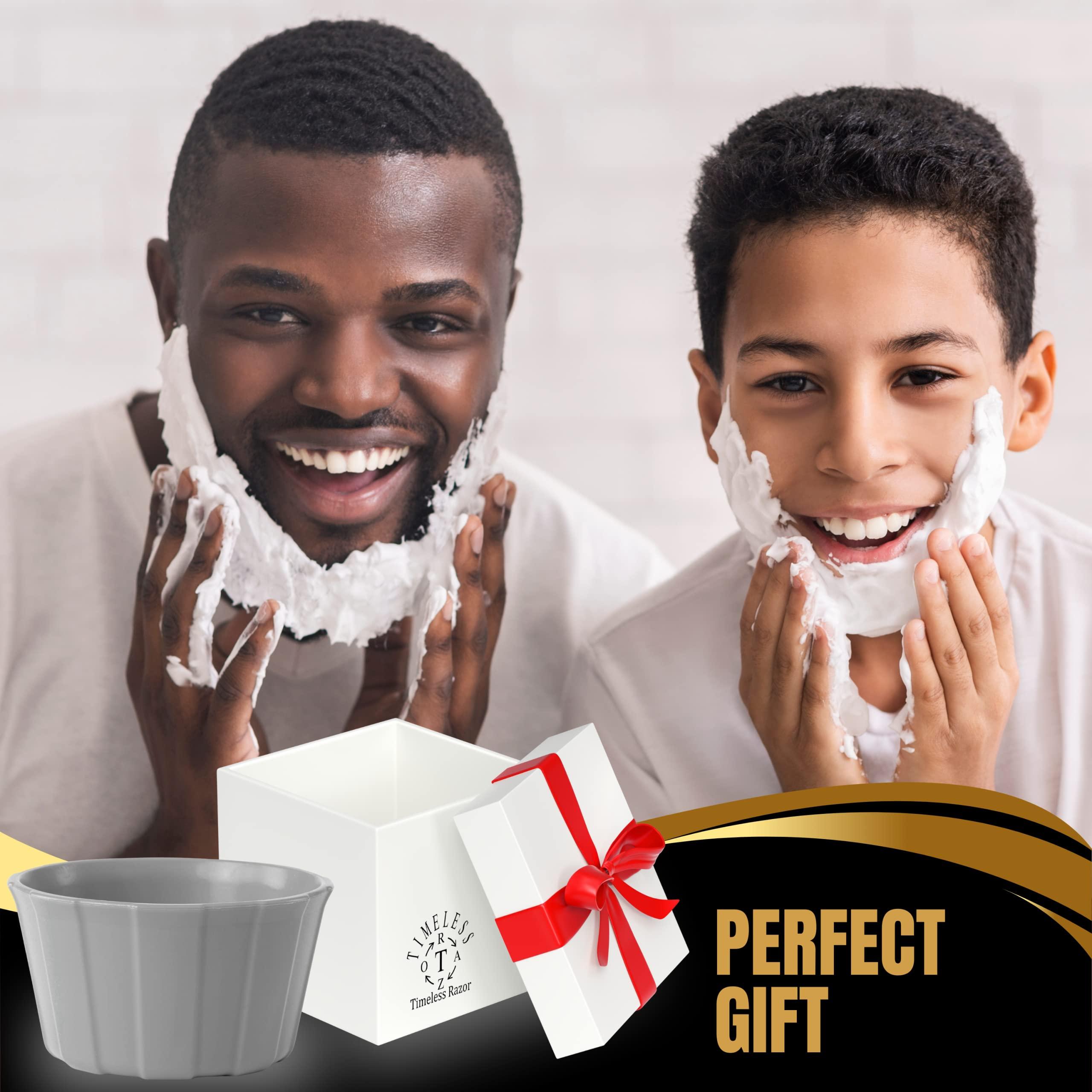 TIMELESS RAZOR TIMELESS RAZOR Gray Shaving Bowl w/Ridges - Mixes Mens Shaving Cream & Shaving Soap - Durable & Holds Heat Longer - Whip a Quick, Rich & Thick Lather - USA Made
