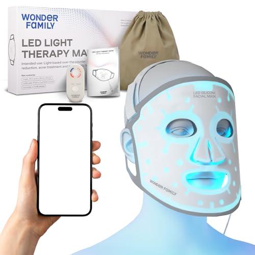WONDER FAMILY LED Face Mask Light Therapy - Red Light Therapy for Face & Blue Light Therapy in 1 LED Light Mask for Face - Red Light Face Mask LED Light Therapy for Face Light Therapy Device - LED Mask Skincare