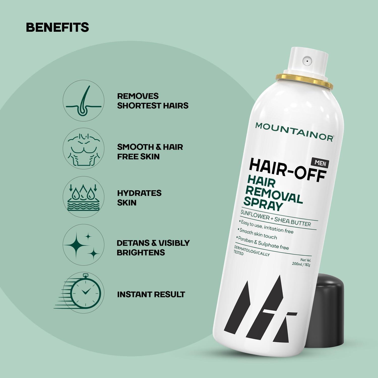 AKSHAR LLC Hair Removal Cream Spray For Men Hair Removal For Chest, Back, Arms, Legs & Under Arms & Safe Certified (Dermatologically Tested) (Pack of 1)