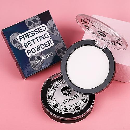 UCANBE UCANBE White Pressed Setting Powder for Special Effects & Halloween Makeup, Translucent Matte Finishing Powder, Baking White Face Powder for Long Lasting Coverage, Portable Compact
