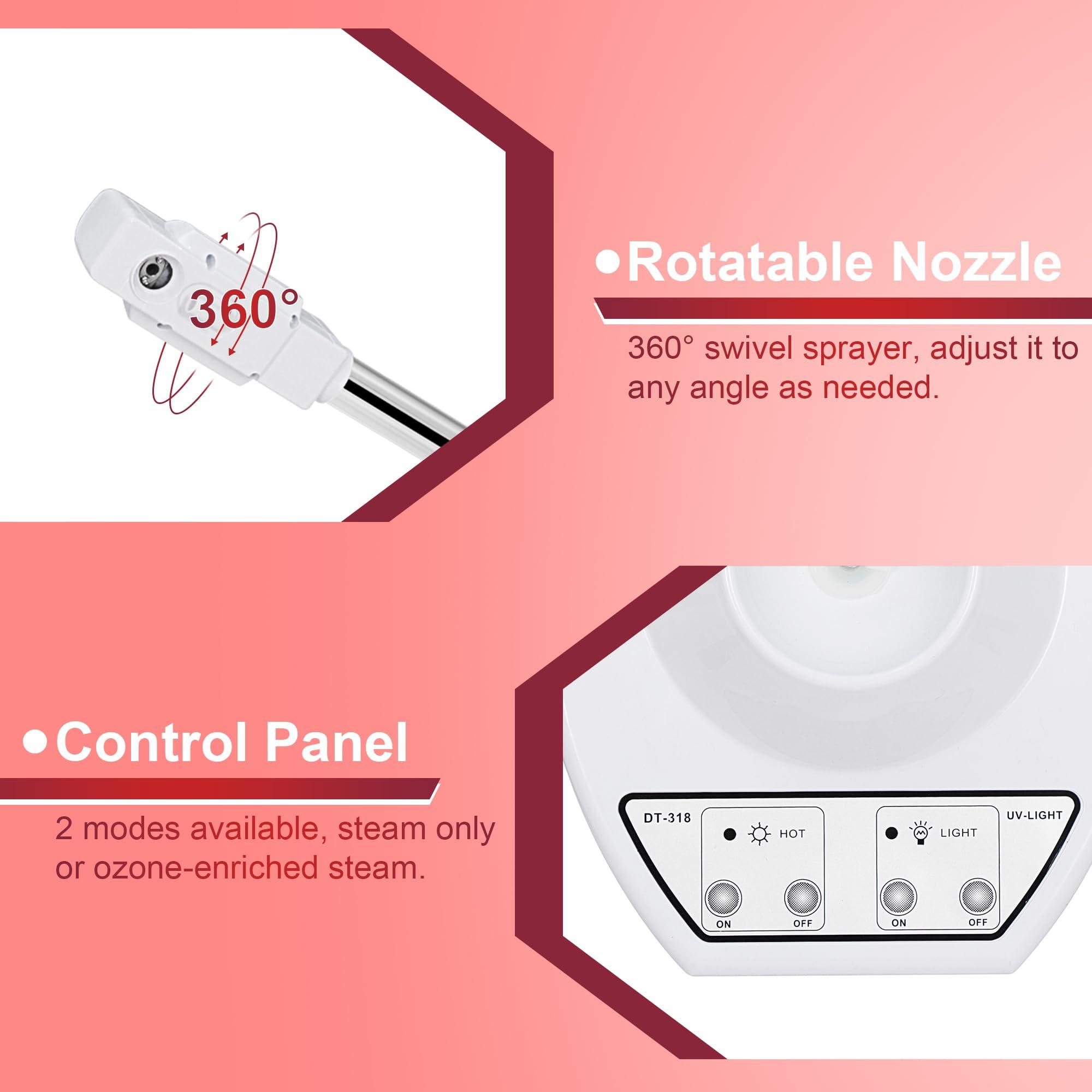 Epetlover Epetlover Facial Steamer On Wheels Professional Face Steamer Machine for Home Spa Facial Deep Cleaning, Ionic Ozone Hot Mist Skin Care Equipment with Stand