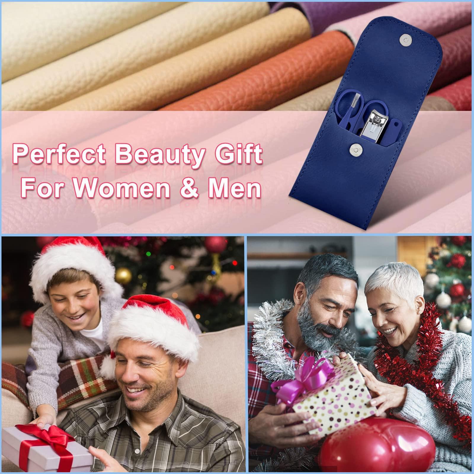 Aceoce Nail Clipper Set Manicure Set Men Aceoce Travel Manicure Grooming Kit Gift for Men Lovers Parents Mini 4PCS Personal Nail Care Tools (Blue)