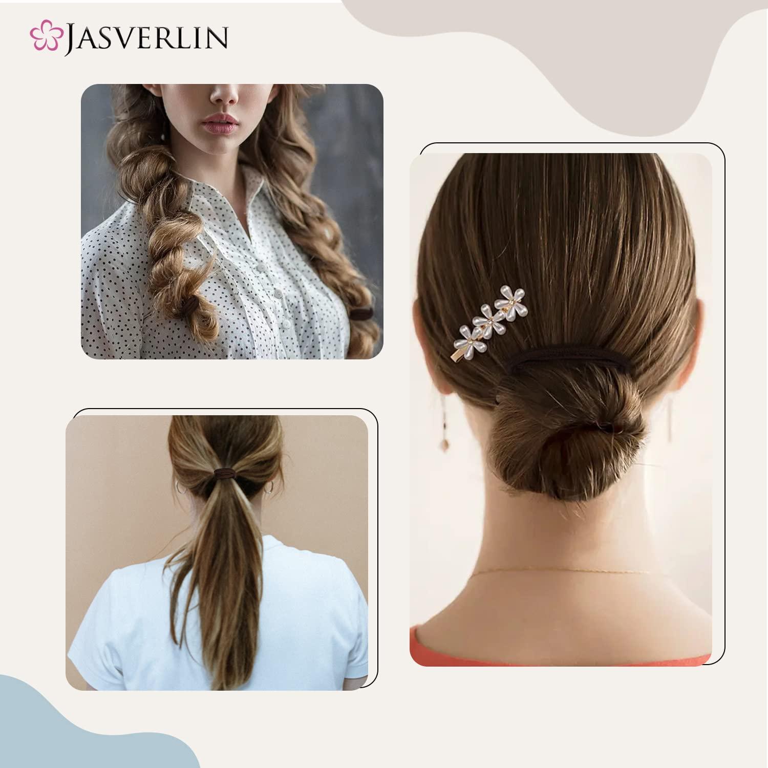 JASVERLIN JASVERLIN Dark Brown Hair Elastics Ties for Women, Small Scrunchies Band Ponytail Holders Damage-free No Pull Non-Slip for Thick Thin Hair 50 pieces