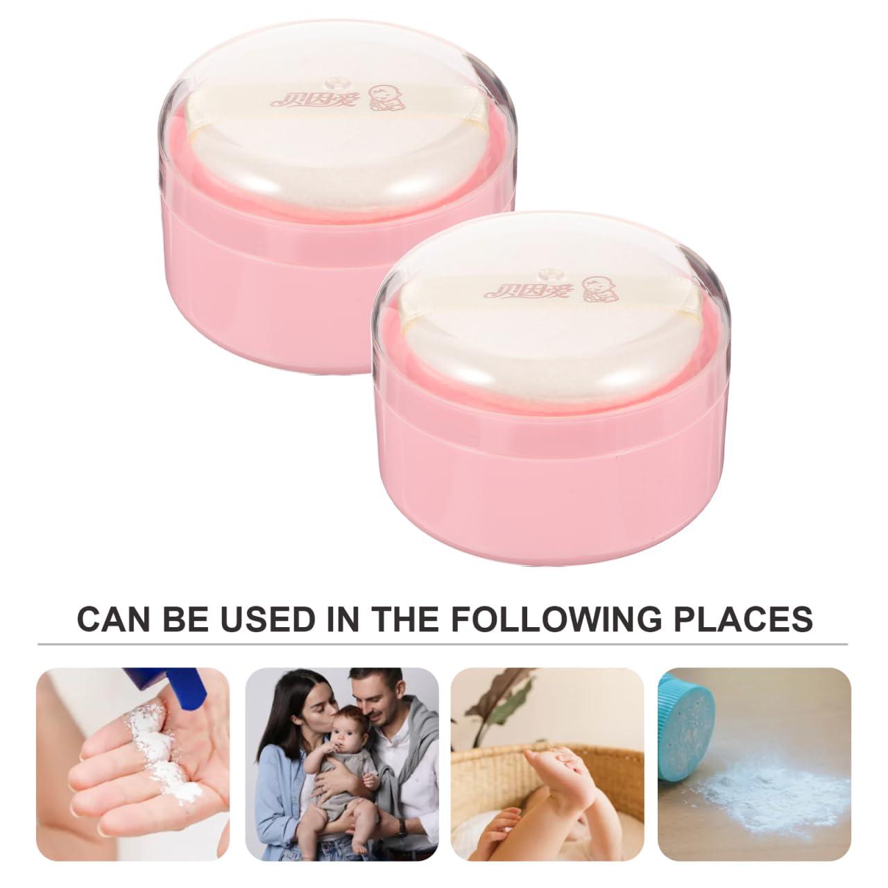 KOMBIUDA KOMBIUDA 2Pcs Loose Powder Puff Containers with Puffs Dusting Powder Boxes for Body Powder Travel-Friendly Cosmetic Puff for Home -go Use