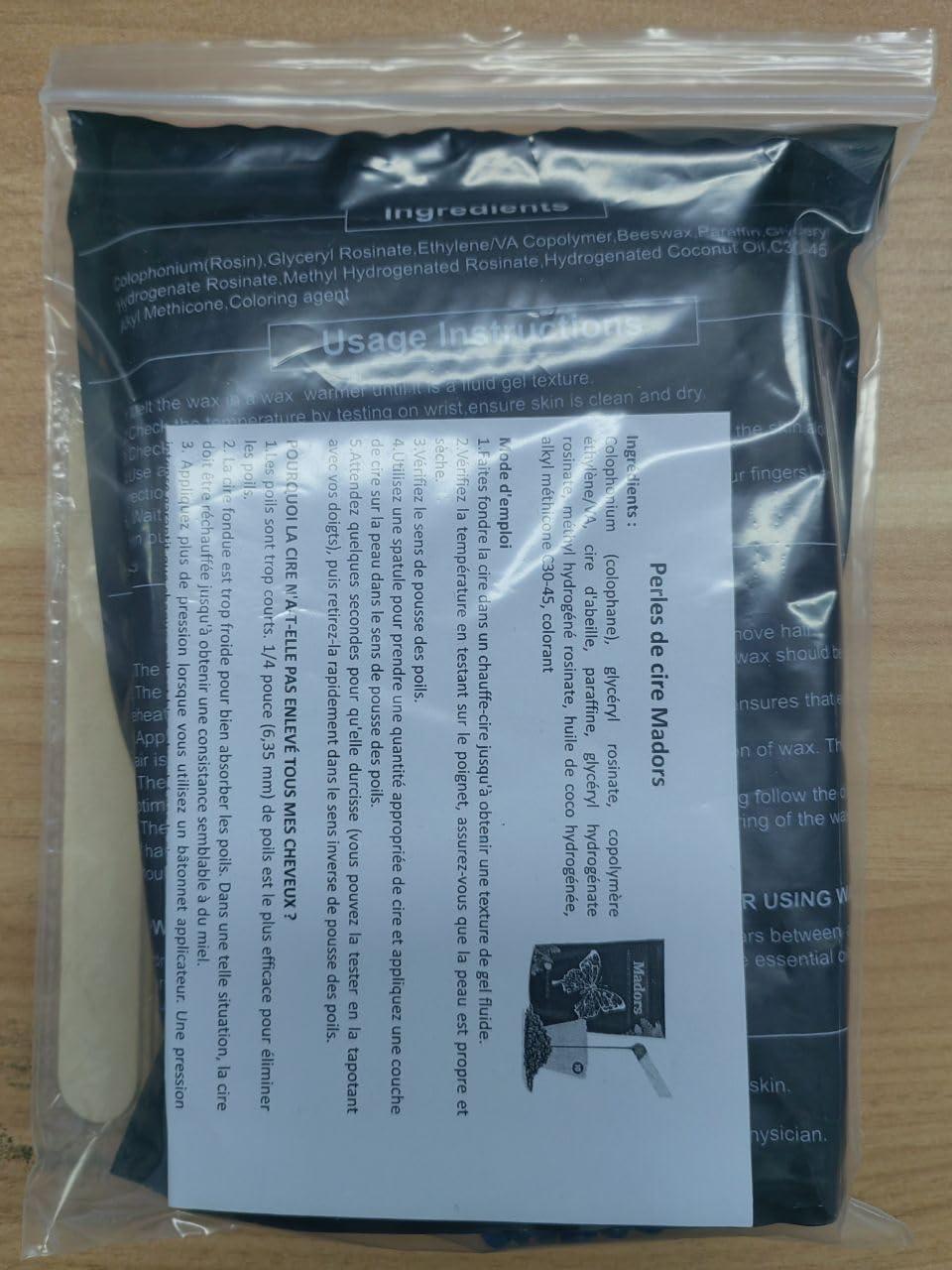 Madors Madors Hard Wax Beads for Hair Removal -1lb/16oz Wax Beans Kit with 10 Wax applicator Sticks for Full Body, Facial, Brazilian Bikin,and legs