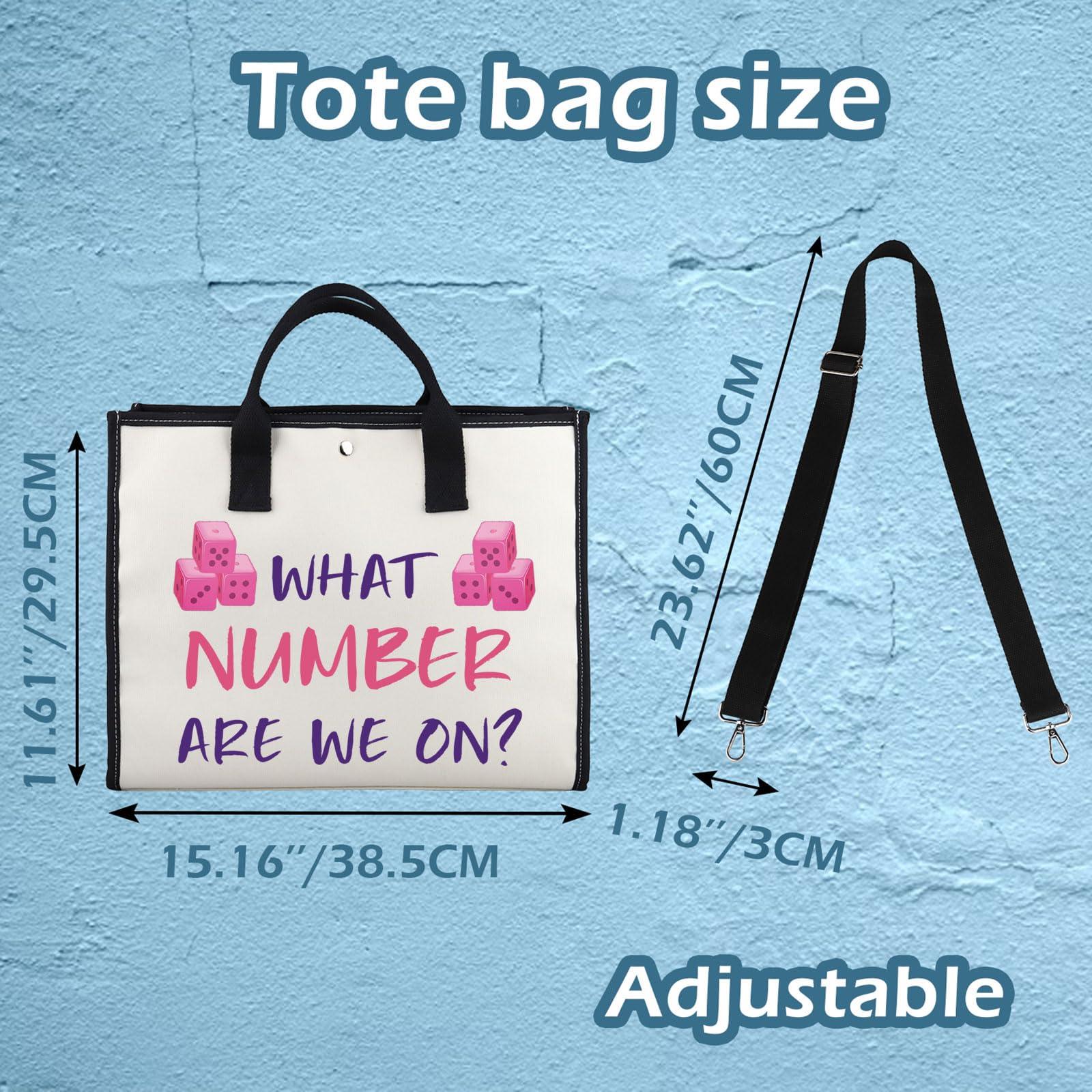 XYANFA XYANFA Bunco Tote Bag Gift Bunco Party Gift Zipper Pouch Dice Game Bunco Player Bunco Gift Tote Cosmetic Bag (WHAT NUMBER tote2)
