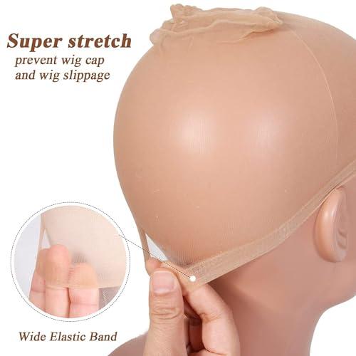 InsQueen InsQueen 12 Pieces HD Wig Caps for Women Thin and Transparent Wig Cap for Lace Front Wig Breathable High-Elastic Stretchy Stocking Nude Caps (12 Pieces/6 Pack)