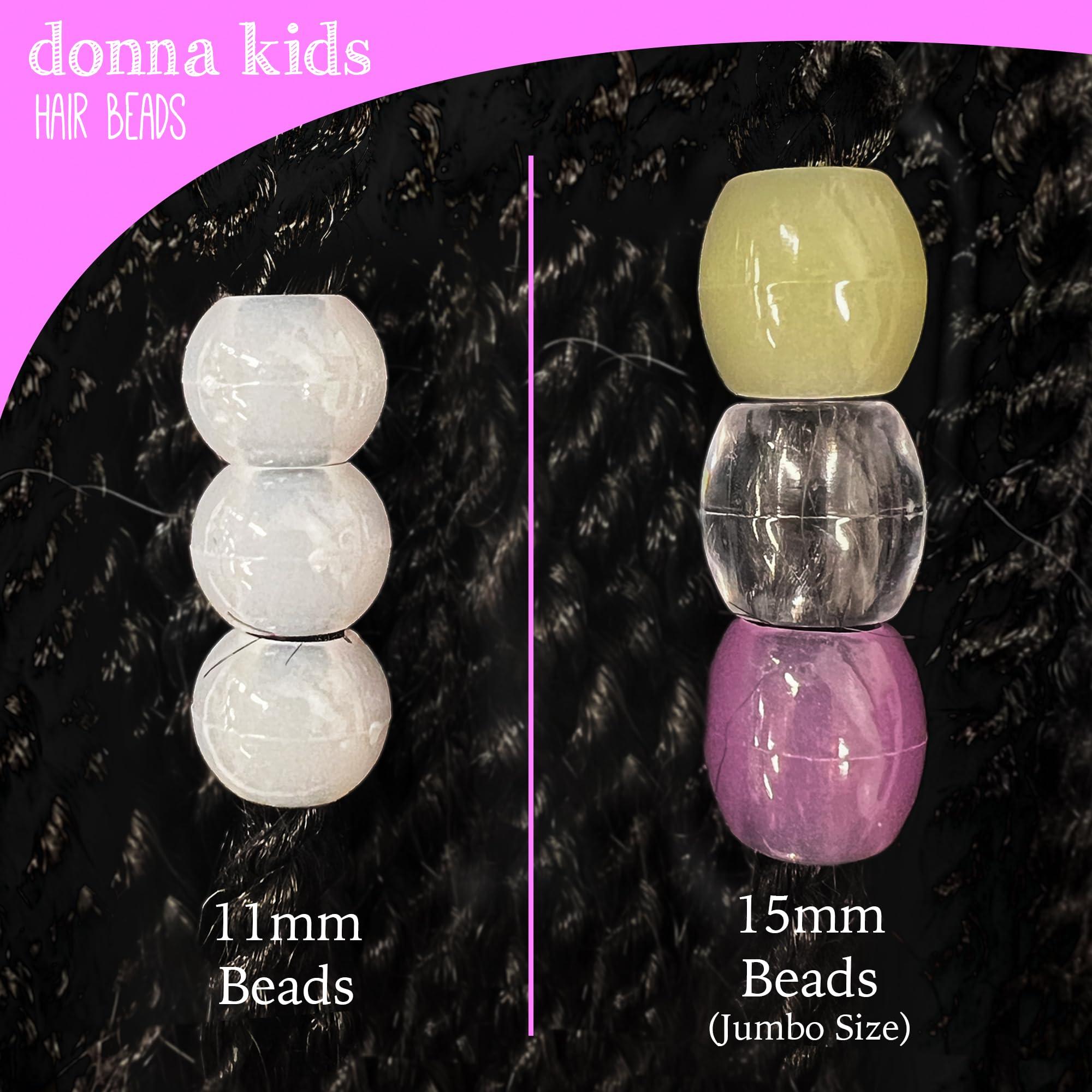 DONNA Donna Hair Beads Kit: 13x11mm Pony Beads, DIY Braiding Plastic Beads, Quick Beader Tool for Kids\' Hair Braids RED