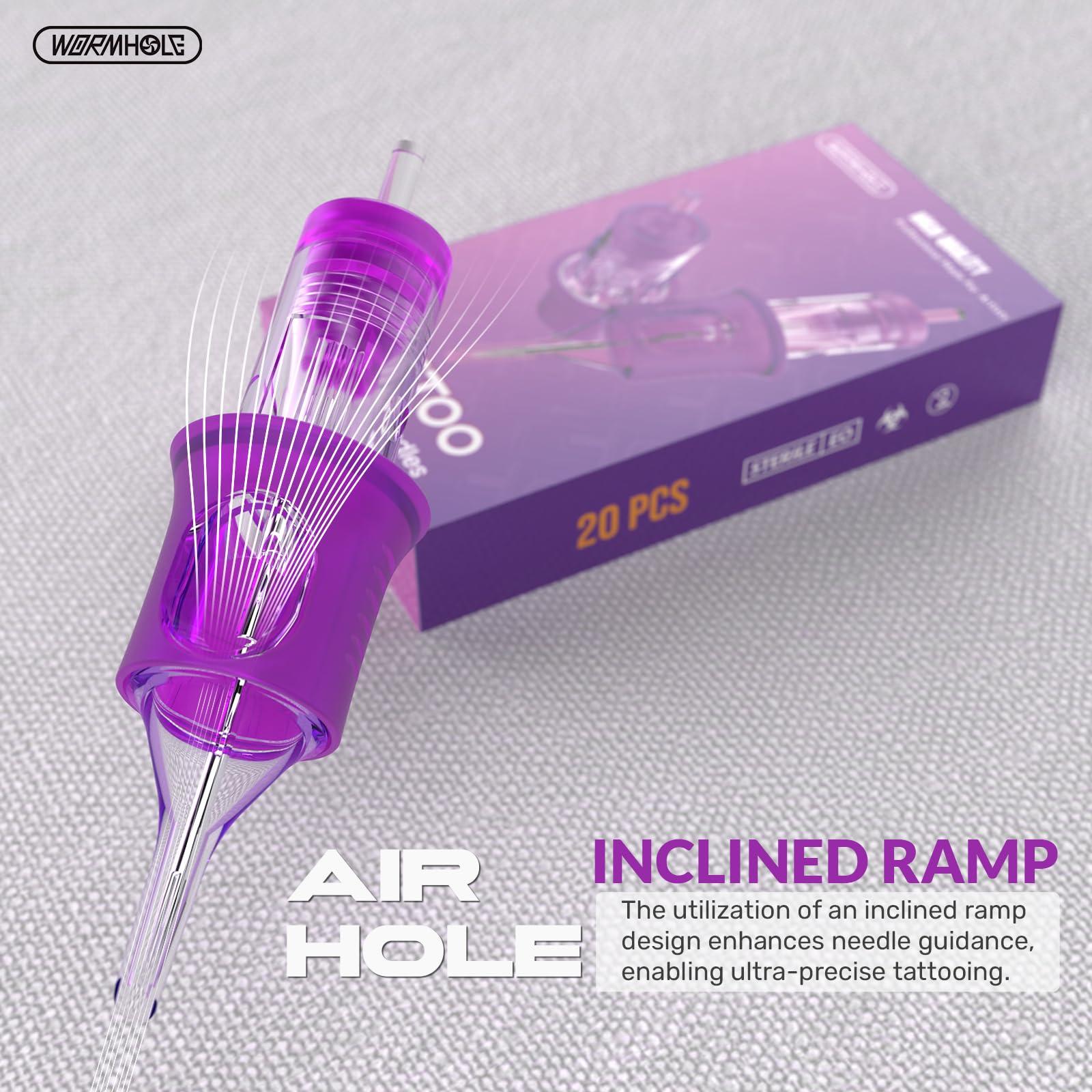 Wormhole Tattoo Tattoo Needles, Wormhole Tattoo Cartridge Needles 20pcs 5RL Disposable Tattoo Needle Cartridges Round Liner for Rotary Tattoo Machine Gun Cartridge Machine Permanent Makeup (1205RL)