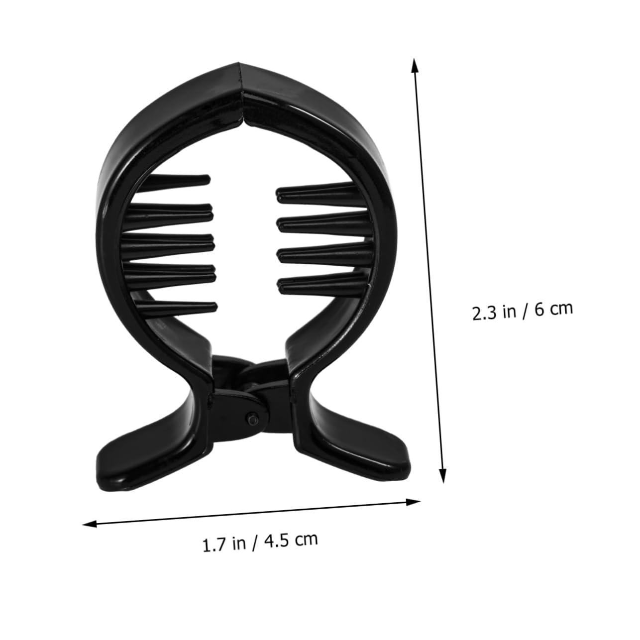 WOONEKY WOONEKY 2Pcs Black Round Inner Toothed Hair Clip Fish Tail Clip Ponytail Holder Strong Tension Hair Claw for Secure Styling and Comfortable Hold
