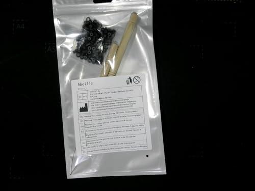 Abeillo 200Pcs Hair Extentions Beads 4mm Silicone Lined Micro Beads with Pulling Hook Needle, Bead Device Tool Kits for Hair Extensions(Black)