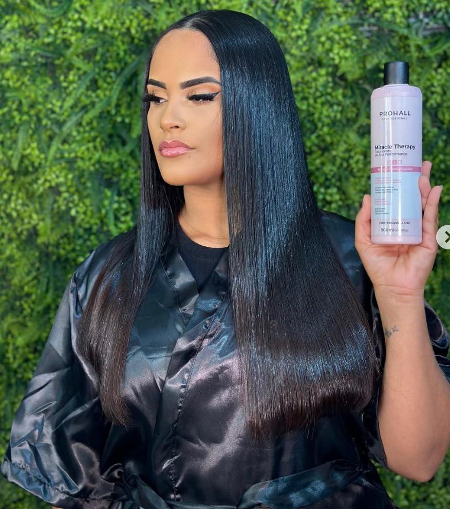 Prohall Cosmetic Brazilian Keratin Hair Treatment Blowout Complex- Prohall Miracle Therapy Kit 44Floz/ 1300ml- Formaldehyde Free Keratin Treatment at Home -Queratina Brasilea Keratina Para Alisar el Pelo Sin Formol