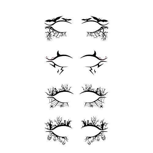 HBaby HBaby 8 Pairs Temporary Eye Tattoos Halloween Eyeliner Sticker Black Bat Spider Web Pattern Eye Line Decals Waterproof Self-Adhesive Face Tattoos